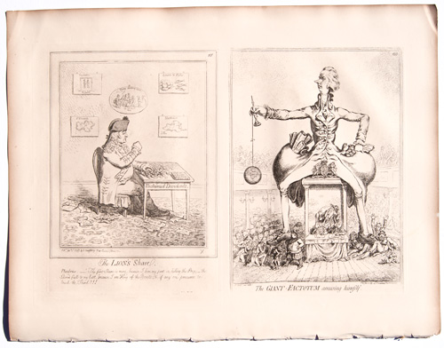 original James Gillray etchings The Giant Factotum Amusing Himself

The Lion's Share

